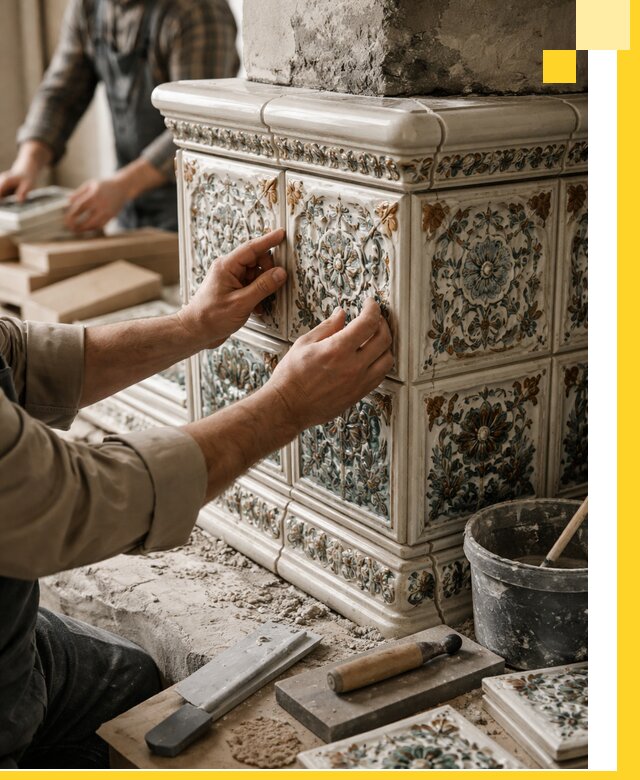 Изразцовые камины под ключ в Одинцове: проект и монтаж