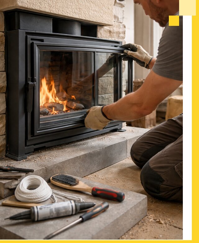 Производство, монтаж и доставка каминов со стеклом в Одинцове