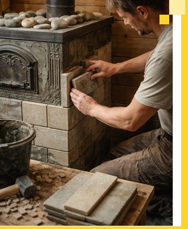 Облицовка банных печей в Одинцове профессиональная отделка