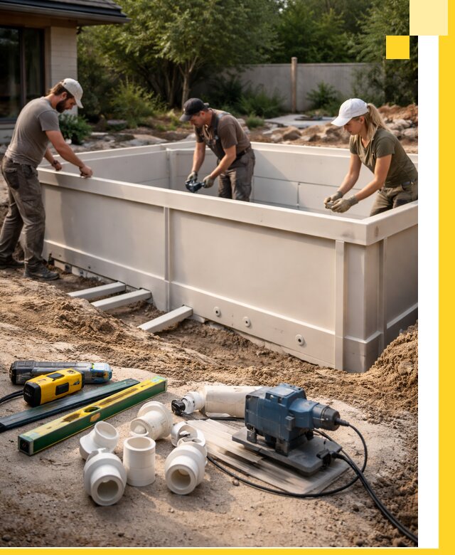 Установка полипропиленовых бассейнов под ключ в Одинцове