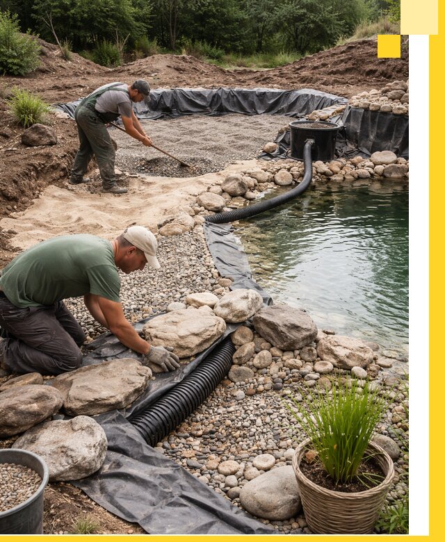 Строительство природных бассейнов и озер в Одинцове под ключ