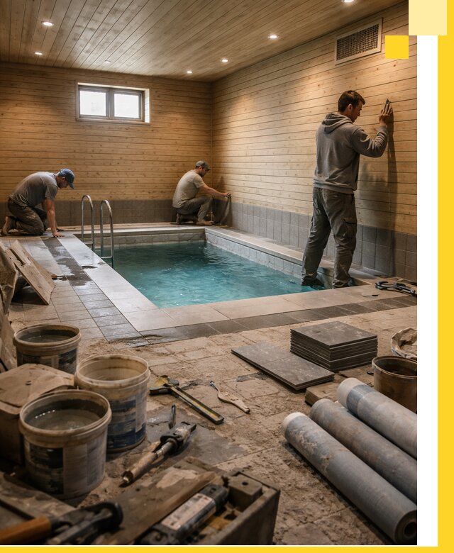 Строительство бани с бассейном и сауной под ключ в Одинцове