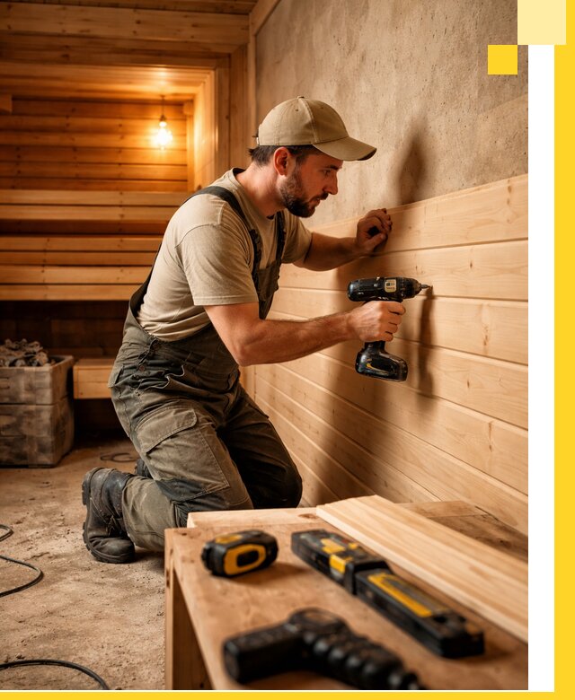 Профессиональная внутренняя отделка бани в Одинцове под ключ