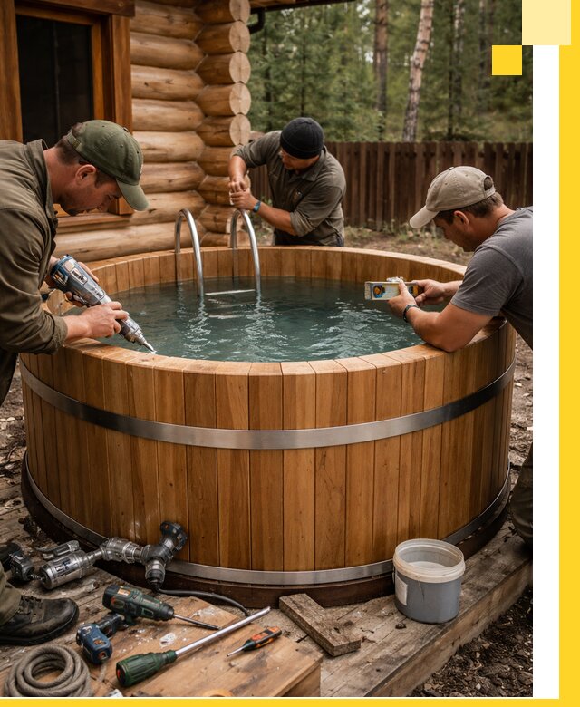 Строительство бань с купелью под ключ и отделкой в Одинцове