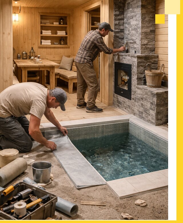 Строительство бань с комнатой отдыха под ключ в Одинцове