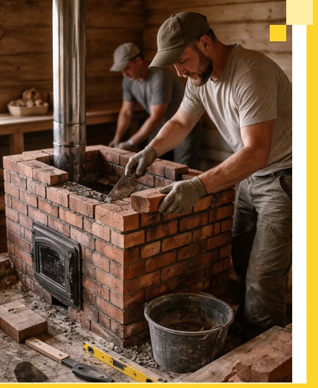 Кирпичные печи для бани под ключ в Одинцове, проект и монтаж