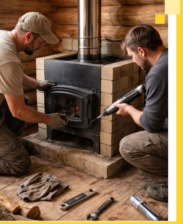 Монтаж и установка печи в бане под ключ с гарантией в Одинцове