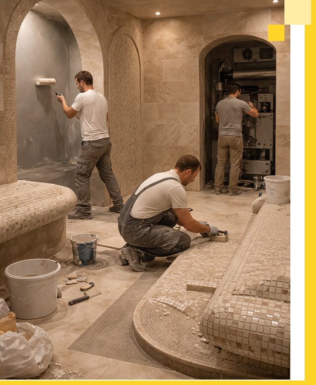 Строительство бани с хамамом и бассейном под ключ в Одинцове