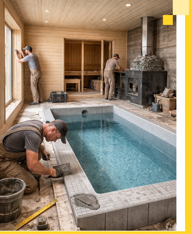 Проект бани с бассейном и сауной в Одинцове под ключ