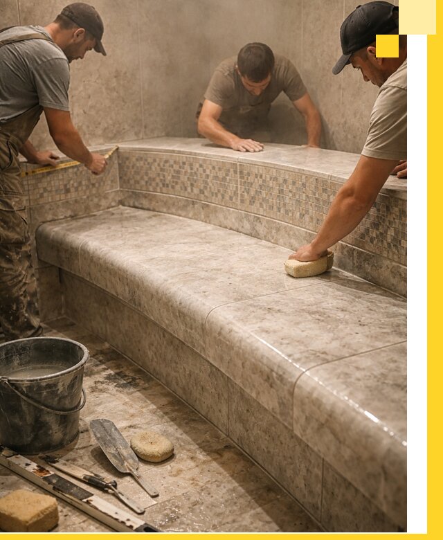 Изготовление и установка сидений для хамама в Одинцове